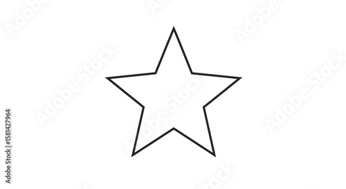 Simple Five-Pointed Star Outline with Sharp Angles and Clean Black Lines.