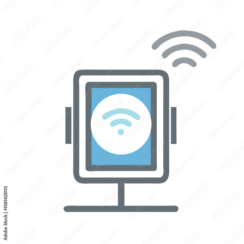 Smart Home Hub Device with WiFi Connectivity Illustration on Black Background Smart Home Hub Device with WiFi Connectivity Illustration on Black Background
