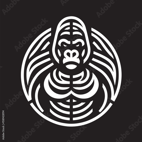 Gorilla zodiac sign isolated on black background. Vector illustration..eps