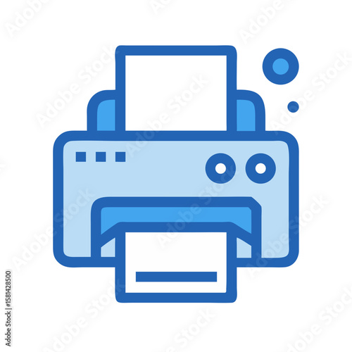 Blue Printer Icon: Printing, Office Equipment, Document Output and Technology