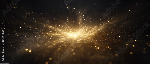 Radiant fractal bursts with glowing particles in cosmic scene