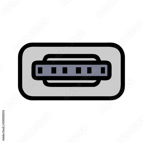 Harmonica Musical Instrument Icon on Black Background