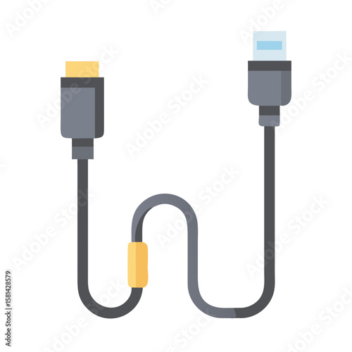 HDMI to USB-C Cable Illustration on Black Background for Digital Connectivity