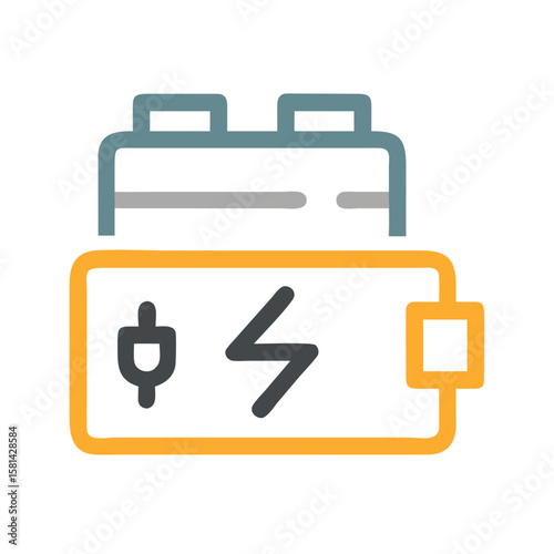 Electric Vehicle Battery with Charging Symbol and Plug Icon Vector Design