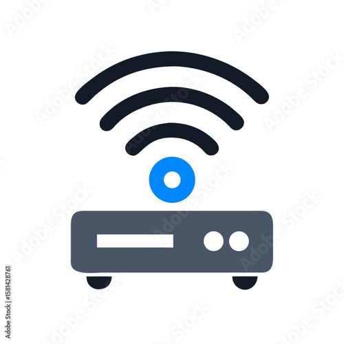 Router Wireless Network Connection Isolated on Black Background
