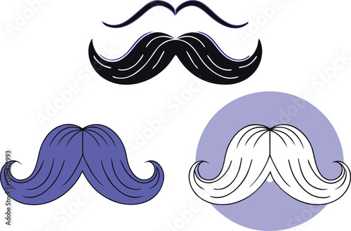 A sophisticated assortment of distinguished gentlemanly facial hair styles presented as distinct black silhouettes for diverse creative applications and visual projects