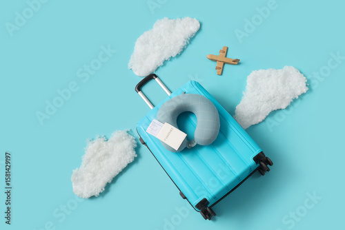 Suitcase with travel pillow...