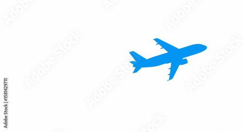 Blue Airplane Silhouette: Commercial Jet with Wings and Tail.