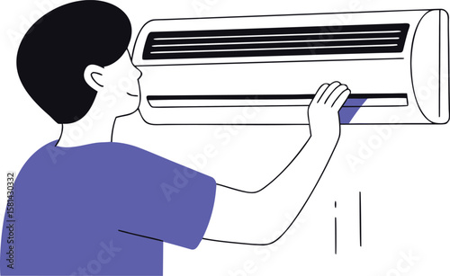 Conceptual design for world ozone day celebrating the man who activated the air conditioning system to protect the atmosphere