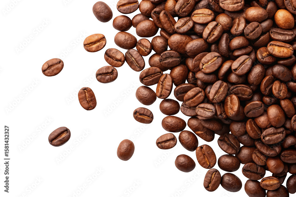 Fototapeta premium Roasted coffee beans isolated on transparent background