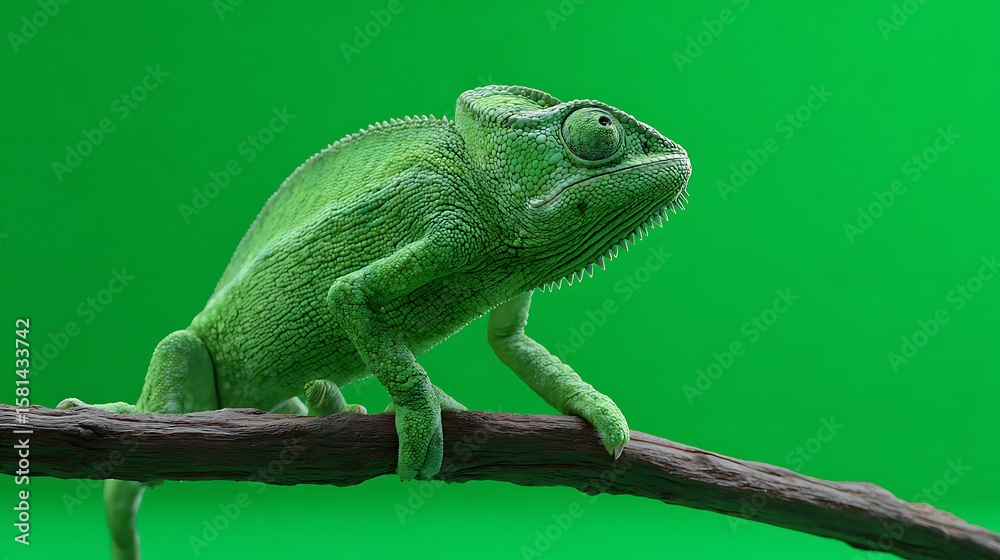 Obraz premium Green Chameleon on Branch
