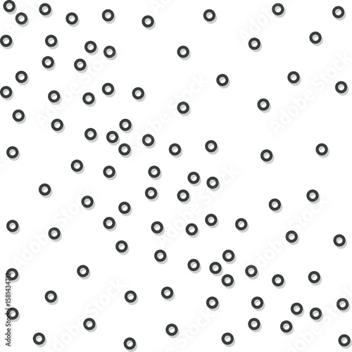 Small rings or circles with shadows create texture or imitate atomic clusters.
