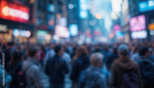 Wallpaper Mural Blurry City Night, Anonymous Crowd, Urban Streetscape Torontodigital.ca