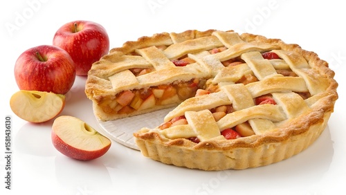 Homemade Apple Pie with Lattice Crust and Fresh Apple Filling


