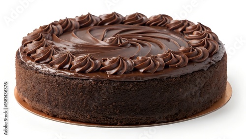 Round Chocolate Cake with Decorative Swirl Frosting on Top



