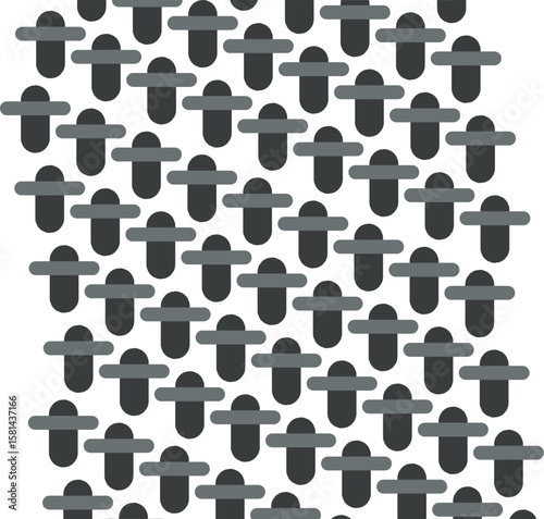 Oval shapes with horizontal partitions create a texture with a cluster of parts of some mechanism.