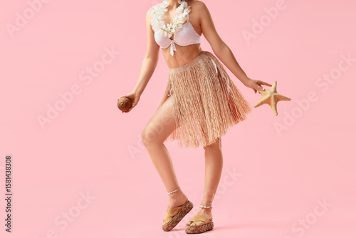 Young woman in Hawaiian ski...