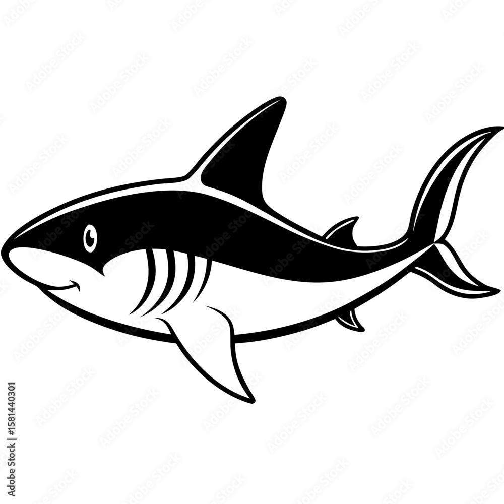 Fototapeta premium Whitetip Shark Silhouette Vector
