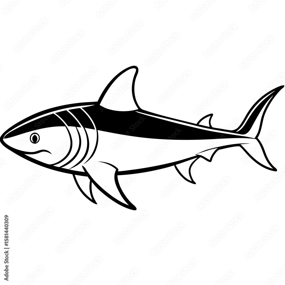 Obraz premium Whitetip Shark Silhouette Vector