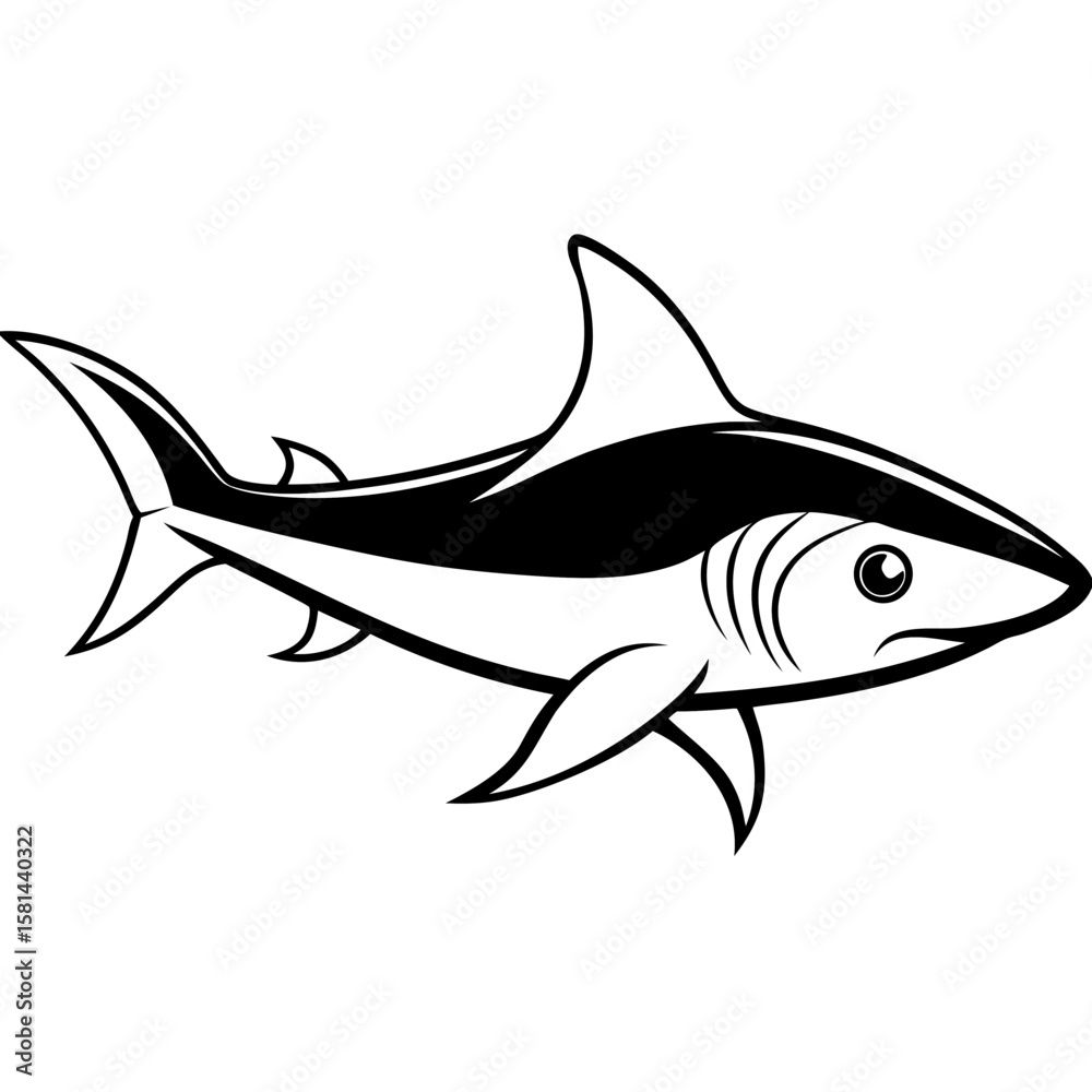 Obraz premium Whitetip Shark Silhouette Vector