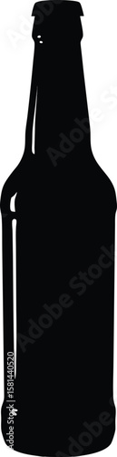 Dark Beer Bottle Silhouette Vector Icon