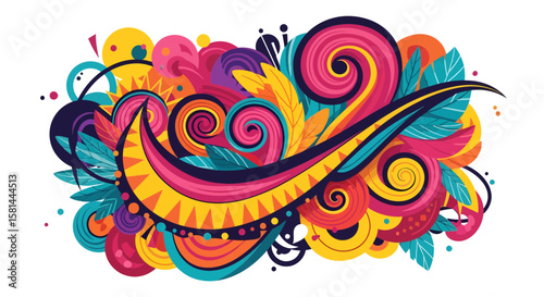 Vibrant Abstract Art, Colorful Swirls and Patterns, Digital Illustration, Artistic Environment, Creative Viewpoint, Contemporary Concept