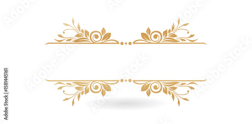 golden floral ornament with place for your texts isolated white backgrounds for baroque of vintage elements design material, invitations and greeting card template, Empty page decoration