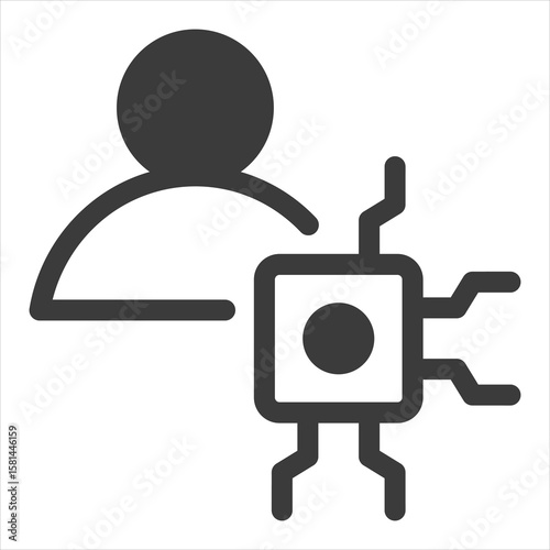 AI Customer Concept Black Icon Vector Illustration
