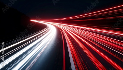 Highway at night, light trails