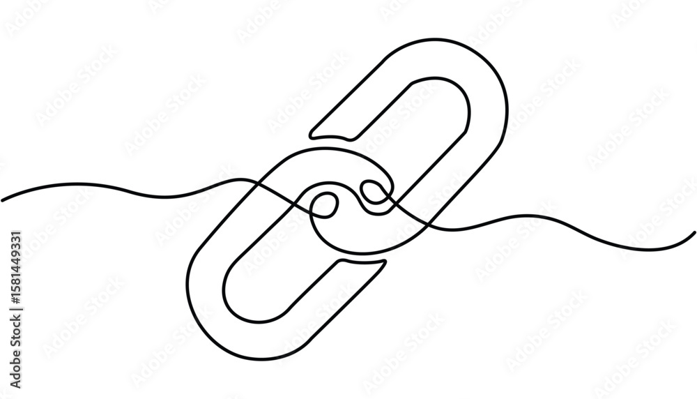 Obraz premium Linear background of chain. One continuous line drawing of a chain. Single continuous line drawing link or hyperlink chain symbol isolated illustration. Single continuous line blockchain Linking sign.