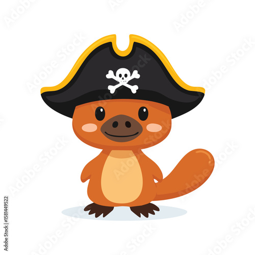 simple Logo Cute Raccoon with Pirate Hat