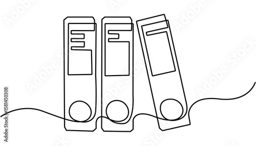 One continuous line vector drawing of a folder. office file continuous one line drawing , Regulation Line Icon, Minimal document symbol in linear outline style. Outline documents background icon. 

