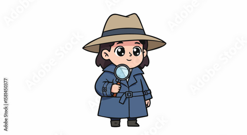 Little Girl Detective with Magnifying Glass

