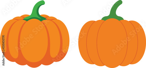 Icon Set simple cartoon pumpkins, one slightly larger than the other, are shown side-by-side against a white background.