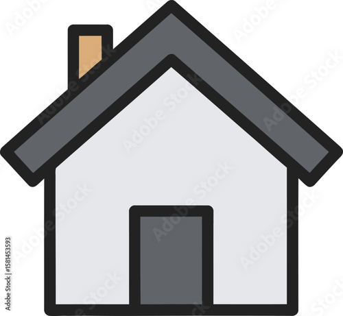 Simple graphic illustration of a house with a chimney.