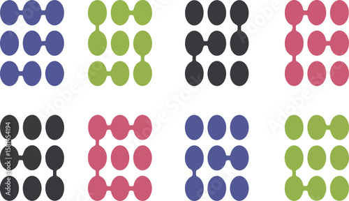 Abstract colorful dots connection arrangement on a white background design concept