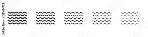 Wave icon simple editable stroke series pack. eps10