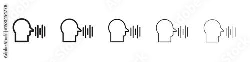 Voice control icon simple editable stroke series pack. eps10