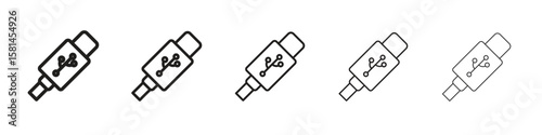 USB type c icon simple editable stroke series pack. eps10