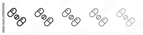 Pills icon simple editable stroke series pack. eps10