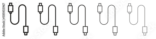 Phone cable icon simple editable stroke series pack. eps10