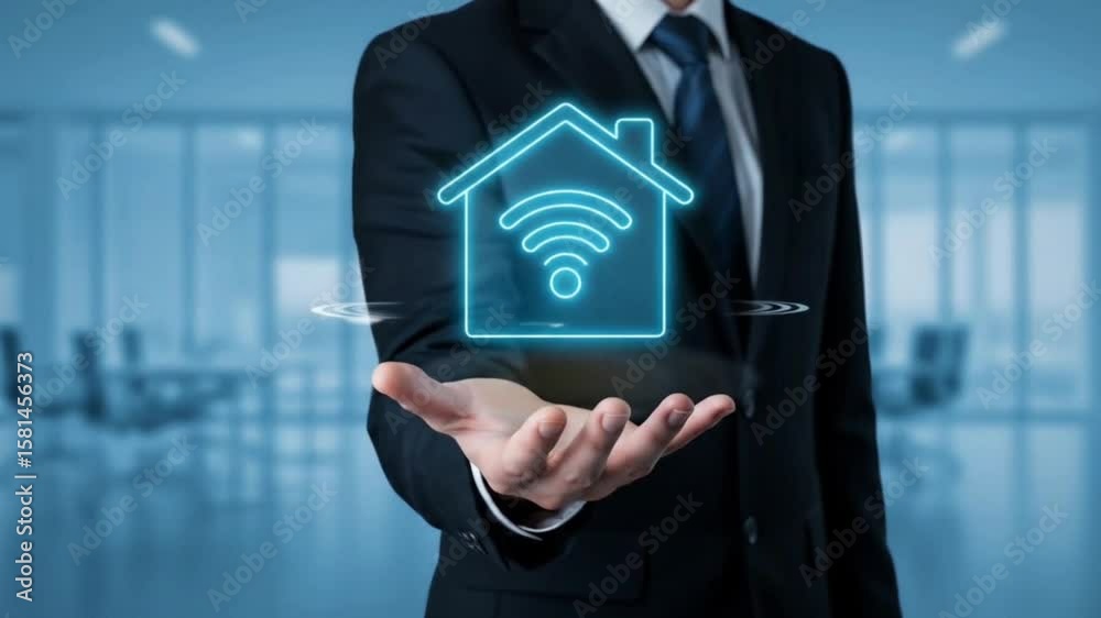 Luminous property icon with an internet signal