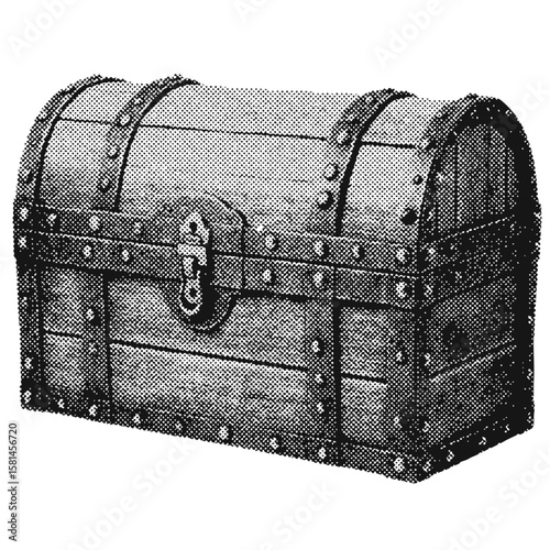 Pirate treasure chest halftone grunge vector design element
