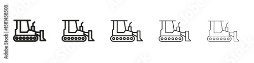 Bulldozer icon simple editable stroke series pack. eps10