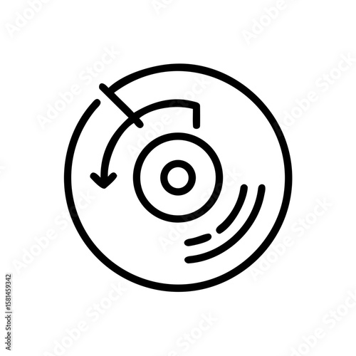 A meticulously crafted minimalist line art of a classic vinyl record, embodying the timeless charm of music.