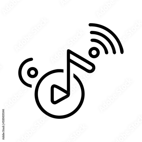 An evocative illustration of a musical note radiating sound waves, capturing the essence of melodic broadcasting. This graphic resource is an ideal symbol for music applications.
