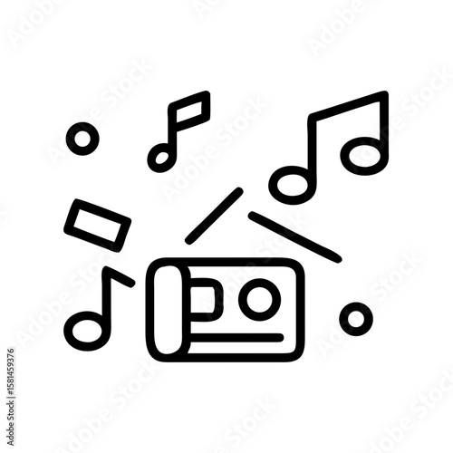 An icon of music, capturing the essence of audio recording and music notes elements, represents the fusion of sound and visual elements.