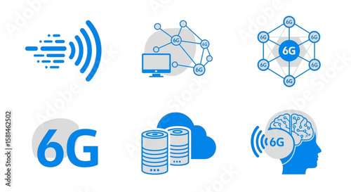 6G network Icon set