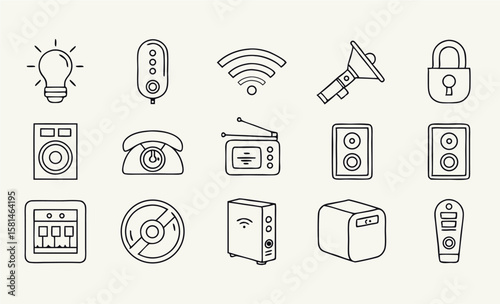 Smart Home Devices and IoT Line Icons Set
