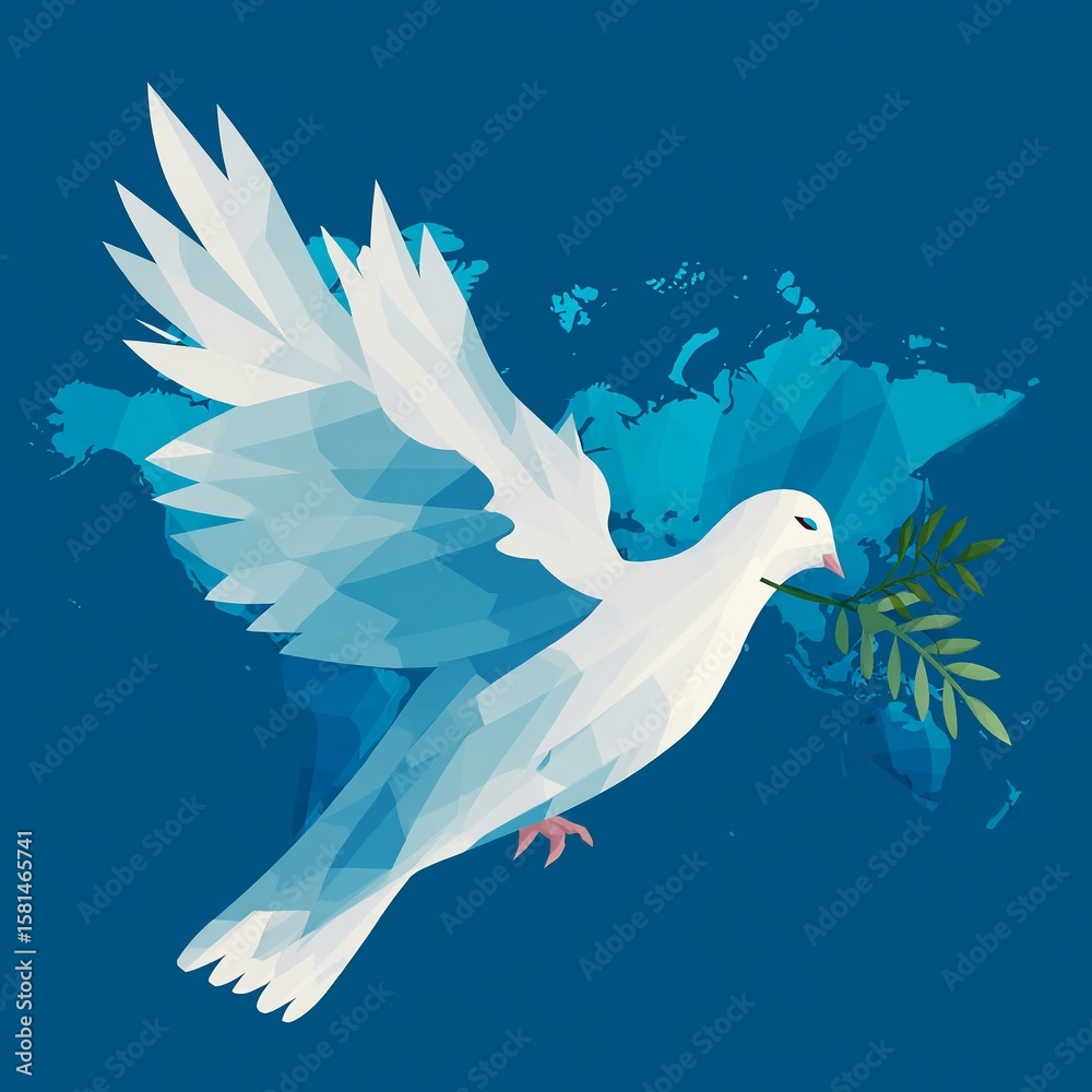 Obraz premium A peace dove with an olive branch in a paper cut style